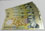 LOT 5 BUCĂȚI &ndash; 500.000 lei 2000 &ndash; Silver Edition &ndash; Semnatura Ghizari - bancnote ornamentale placate cu argint 999&permil; &ndash; format redus 150 &times; 67 mm