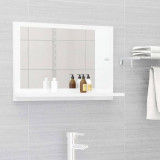 Oglinda de baie, alb extralucios, 60 x 10,5 x 37 cm, PAL GartenMobel Dekor, vidaXL