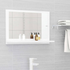 Oglinda de baie, alb extralucios, 60 x 10,5 x 37 cm, PAL GartenMobel Dekor