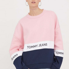 Tommy Jeans bluză femei, culoarea roz, cu model DW0DW17705