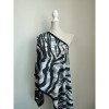 Eșarfă Mătase Naturală Animal Print Special Plus, 170x50 cm, Negru-Gri, Made in Italy