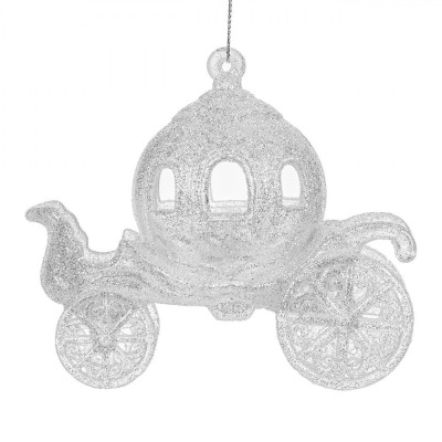 Ornament Brad Crăciun, Model Caleasca, Glitter Irizat, Alb, 11x6x11cm foto