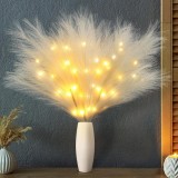 Iarbă de pampas luminoasă Joomer mare, 70cm, 3 bucăți, buchet de flori artificiale din iarbă de pampas, 36 LED-uri cu lumini de z&acirc;ne alimentate cu bat