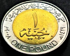 Moneda exotica bimetal 1 POUND - EGIPT, anul 2008 *cod 2740 = UNC