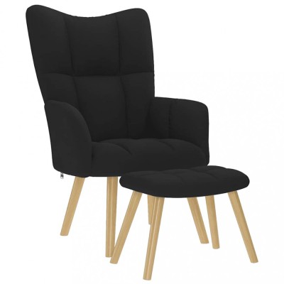 Scaun de relaxare cu taburet, negru, textil foto