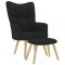 Scaun de relaxare cu taburet, negru, textil