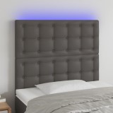 VidaXL Tăblie de pat cu LED, gri, 100x5x118/128 cm, piele ecologică
