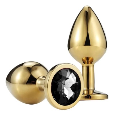 Dop Anal Metallic Buttplug, Small, Auriu/Negru, Passion Labs foto