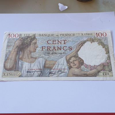 Franța 100 franci / francs 1940 (19/12) foto