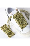 Șireturi din șifon satinat cu imprimeu leopard, lățime 4 cm, lungime 120 cm, din tul, 1 pereche - galben