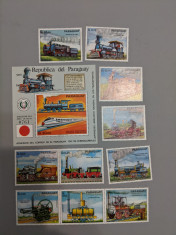 Paraguay - Timbre trenuri, locomotive, cai ferate, nestampilate MNH foto