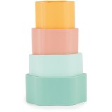 Bieco Silicone Stacking Tower Flower jucărie cu activități 12 m+ Tropical Vibes 4 buc