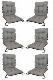 Set 6 perne decorative pentru scaun de bucatarie cu spatar, dimensiune sezut 42x40 cm, spatar 42x50 cm, culoare gri, Palmonix