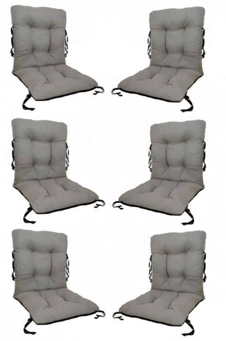 Set 6 perne decorative pentru scaun de bucatarie cu spatar, dimensiune sezut 42x40 cm, spatar 42x50 cm, culoare gri