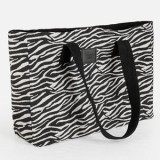 Geantă de plajă cu model zebra, 58x35x14 cm, neagră și albă, CMCLASS