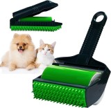 Rola pentru parul animalelor de companie, silicon/plastic, reutilizabila, negru/verde