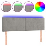 Cumpara ieftin Tablie de pat cu LED, gri deschis, 144x5x78/88 cm, catifea