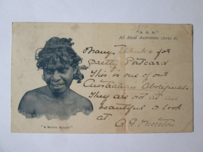 Rara! Carte postala Australia colectia A A.A. Seria A-O frumusete aborigena,1903 foto