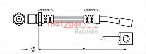 Conducta / cablu frana OPEL CORSA B (73, 78, 79) (1993 - 2002) METZGER 4114679