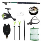 Pachet de pescuit complet cu lanseta 2.4m eastshark, mulineta, lanterna led, senzor, juvelnic