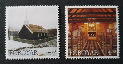 Foroyar Feroe Danemarca MNH 1997 - Craciun religie biserica Hvalvik foto