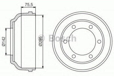 Tambur frana FORD TRANSIT bus (FD, FB, FS, FZ, FC) (2000 - 2006) BOSCH 0 986 477 195 foto