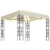 Pavilion cu sir de lumini LED, crem, 3x3 m