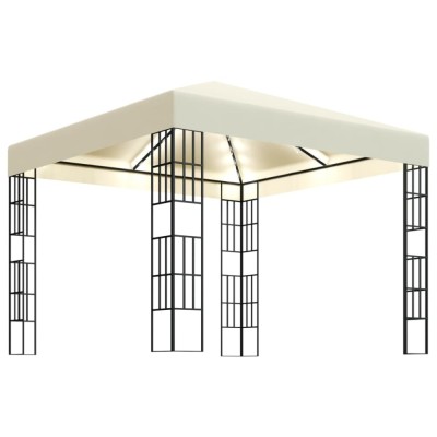 Pavilion cu sir de lumini LED, crem, 3x3 m foto