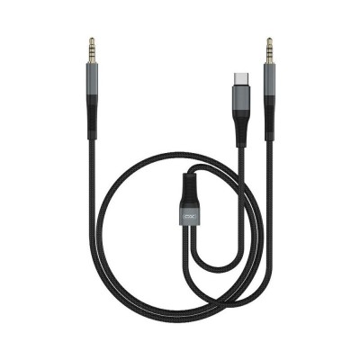 Cablu Jack 3.5 mm - USB type C + Jack 3.5 mm 1m negru XO-NB178B foto