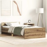 VidaXL Cadru de pat fără saltea Stejar Artisan 90x200cm Lemn prelucrat