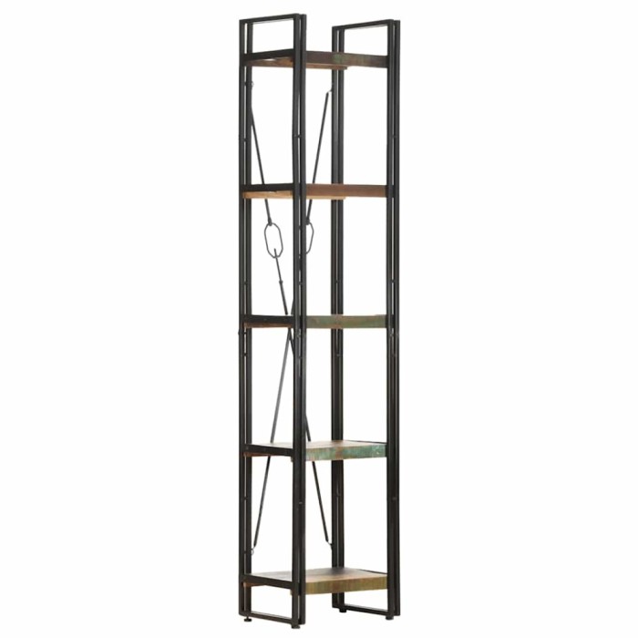 Biblioteca cu 5 rafturi, 40x30x180 cm, lemn masiv reciclat