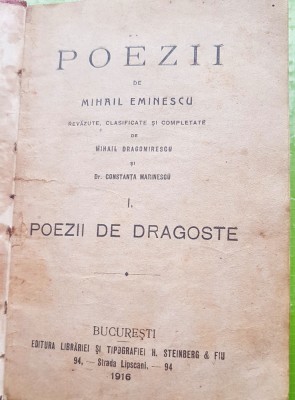 G42-I- Editie veche rara-Poezii 1916. M. Eminescu-V. Micle-H. Ibsen. foto