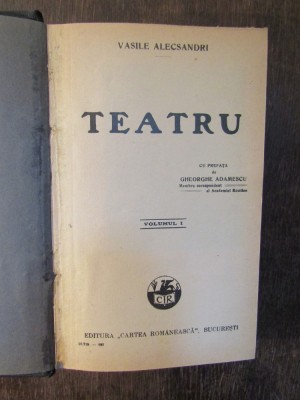 TEATRU VASILE ALECSANDRI . VOL I , II ,1923 foto