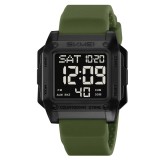 Ceas Digital Barbati SKMEI 2454 Verde-Army , Functii Multiple, Design Army, Cronometru, Alarma, Rezistent la Apa 5ATM