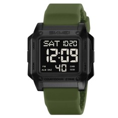Ceas Digital Barbati SKMEI 2454 Verde-Army , Functii Multiple, Design Army, Cronometru, Alarma, Rezistent la Apa 5ATM