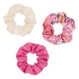 Elastice de păr satinate pentru copii, Set 3 buc, Fucsia, Ecru și Floral, CMCLASS