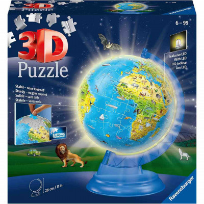Puzzle 3D Luminos Glob Pamantesc, 180 Piese foto