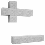 Cumpara ieftin Set de dulapuri TV, 7 piese, gri beton, lemn prelucrat