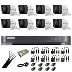 Sistem supraveghere exterior Hikvision 8 camere 8MP, 4 in 1, IR 30m, DVR 8 canale 4K 8MP, accesorii SafetyGuard Surveillance