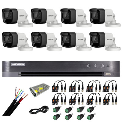Sistem supraveghere exterior Hikvision 8 camere 8MP, 4 in 1, IR 30m, DVR 8 canale 4K 8MP, accesorii SafetyGuard Surveillance foto