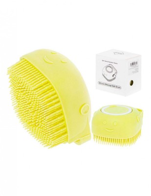 Perie din silicon cu Dozator de Sampon pentru Spalare Caini sau Pisici galben foto