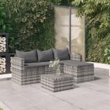 Gossi set mobilier de gradina cu perne, 3 piese, gri, poliratan