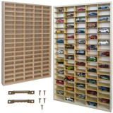 Raft suport masinute, 90 compartimente, carlige prindere, lemn, 78,5x50x4,5 cm, maro