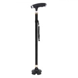 Baston Aluminiu Pliabil, Bază Rotundă, Lumină &Icirc;ncorporată, Negru, Oem