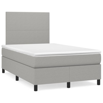 vidaXL Pat box spring cu saltea, gri deschis, 120x190 cm, textil 3269867 foto