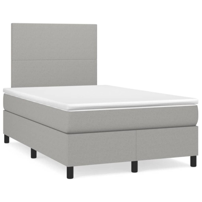 vidaXL Pat box spring cu saltea, gri deschis, 120x190 cm, textil 3269867