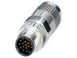 Conector M12, 17 pini, 30V, drept, IP67, nichelat/aurit