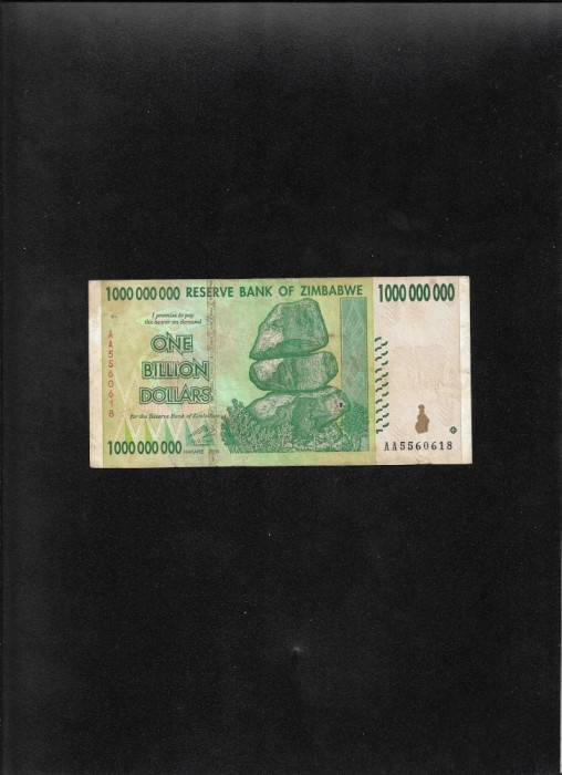 Zimbabwe 1000000000 1 000 000 000 un miliard dollars 2008 seria5560618