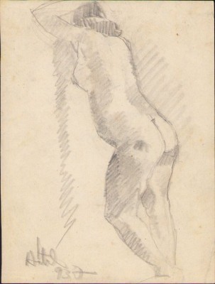 A1722 Schiță de Dimitrie &amp;bdquo;Puiu&amp;rdquo; Eitel, 1937, semnată foto