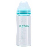 Biberon din sticla, U-Grow, 260 ml, cu 2 tetine extra